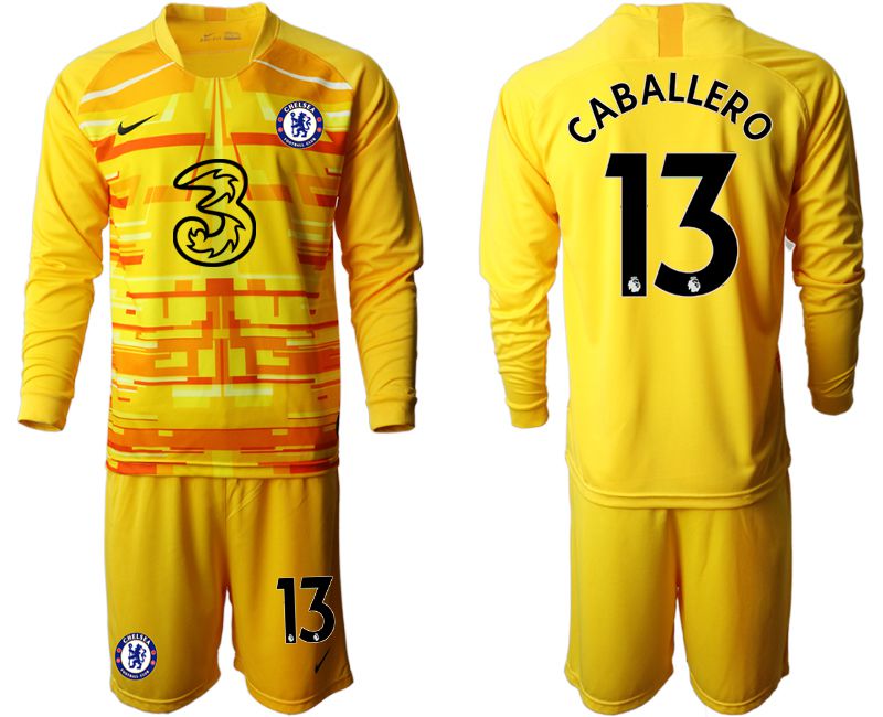 Men 2020-2021 club Chelsea yellow goalkeeper long sleeve #13 Soccer Jerseys->chelsea jersey->Soccer Club Jersey